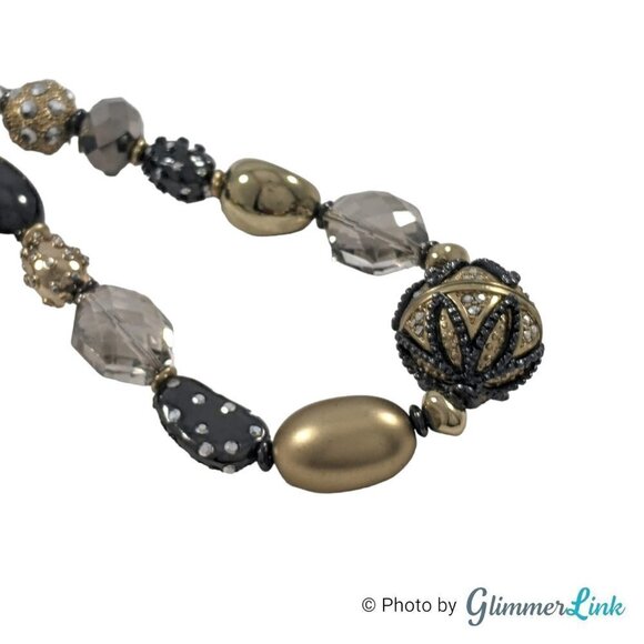 Chico's Tri-Tone Mixed Bead Shapes Geometric Focal Bead Necklace - Picture 7 of 13